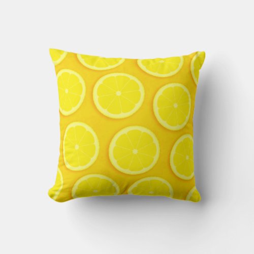 Lemon slice graphic yellow square pillow