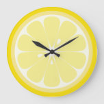 Lemon Slice Large Clock at Zazzle