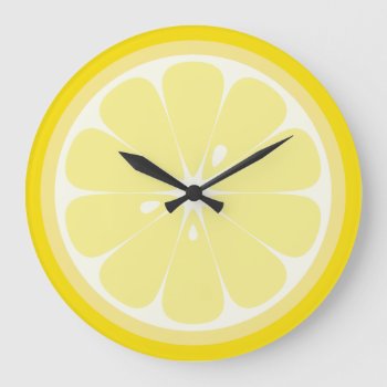 Lemon Slice Large Clock by NovotnyDesigns at Zazzle