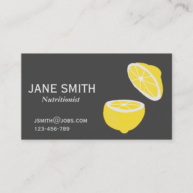 Lemon slice nutritionist wellness coach business card (Front)