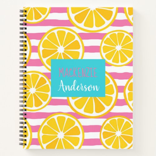 Lemon Slice Pink Stripe Notebook