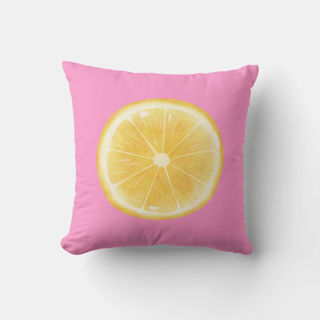 Lemon Slice Print Throw Pillow (Front)
