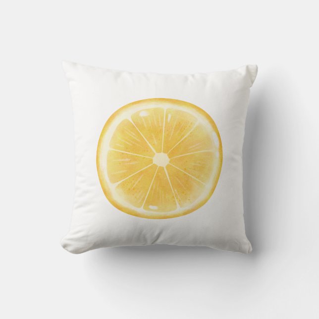 Lemon Slice Print Throw Pillow (Front)