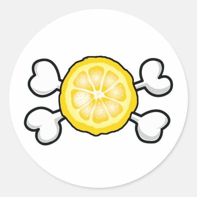 lemon slice Skull and Crossbones Classic Round Sticker (Front)