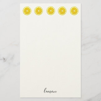 Lemon slice yellow fruit pattern stationery