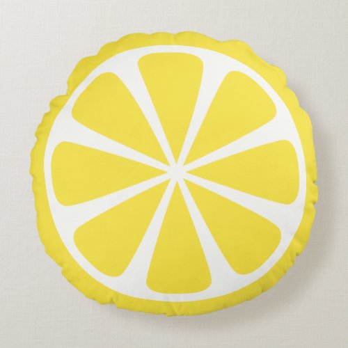 Lemon Slice Yellow Summer Round Throw Pillow