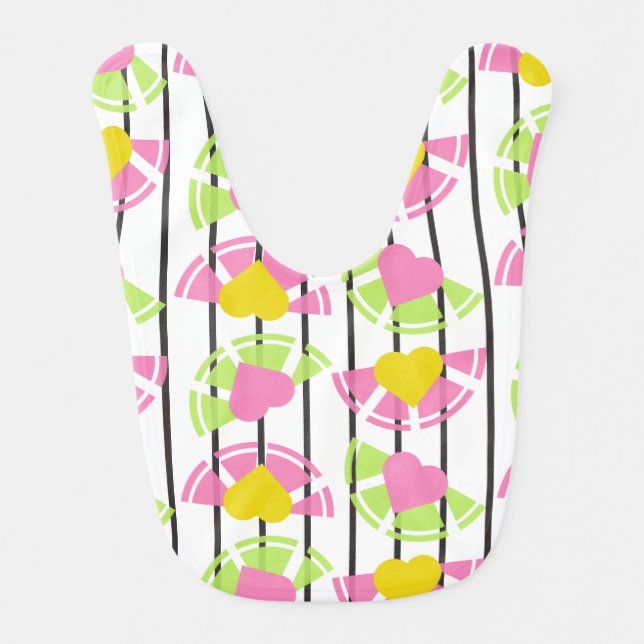 Lemon Slices and Hearts Foodie Vegan Baby Bib (Front)