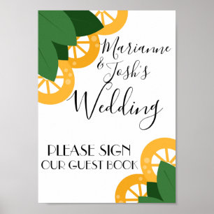 Lemon Slices and Leaves Guest Book Sign