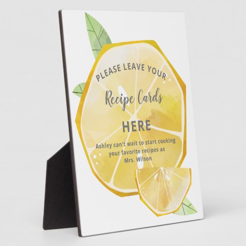 Lemon Slices Bridal Shower Recipe Cards Sign Plaque