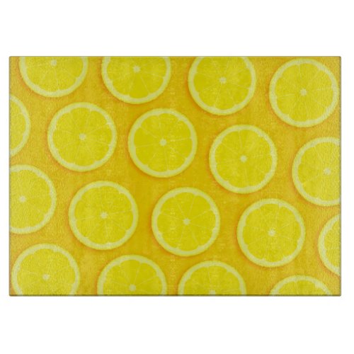 Lemon slices citrus fruit glass board