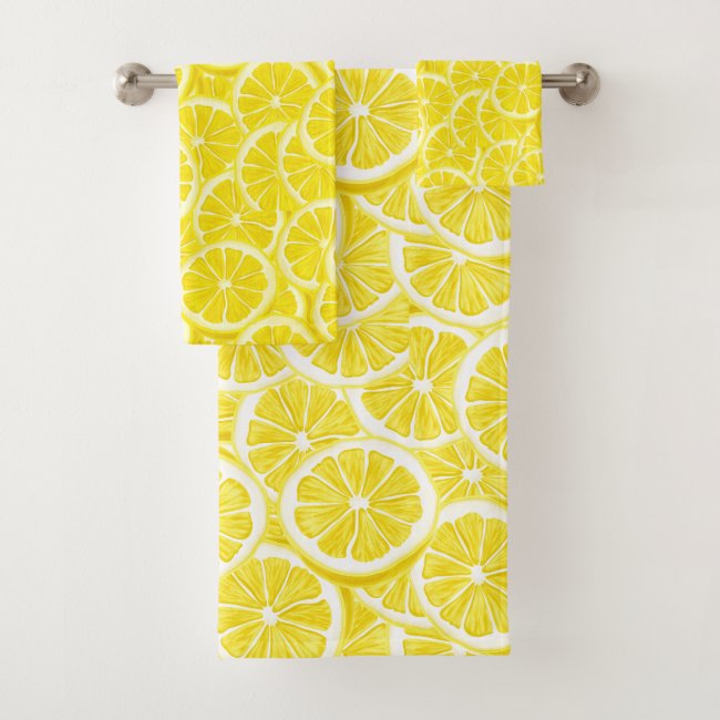 Lemon Slices Design Bath Towel Set