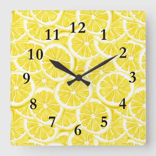 Lemon Slices Design Square Wall Clock