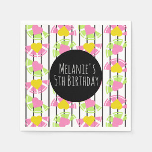 Lemon Slices Hearts Pink Lemonade Lime Birthday Napkins