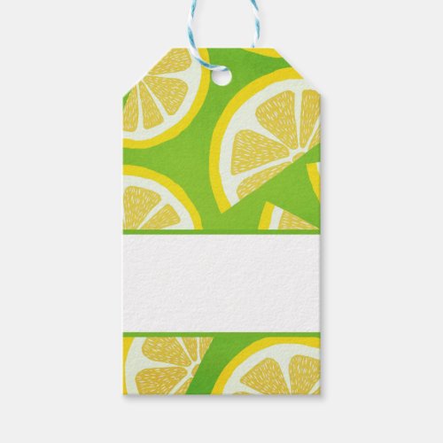 Lemon Slices on Lime Green Background  Gift Tags