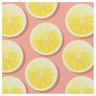 Lemon Slices on Pink Fabric