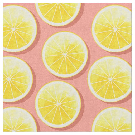Lemon Slices on Pink Fabric