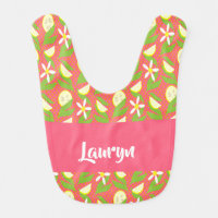 Lemon slices on polka dots baby bib
