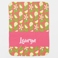 Lemon slices on polka dots baby blanket