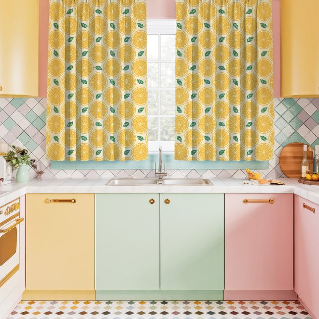 Lemon Slices on Yellow Kitschy Kitchen Curtains (Creator Uploaded)