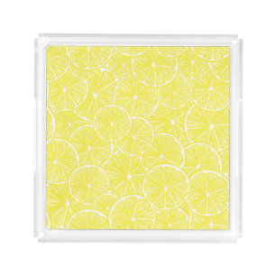Lemon slices pattern design acrylic tray