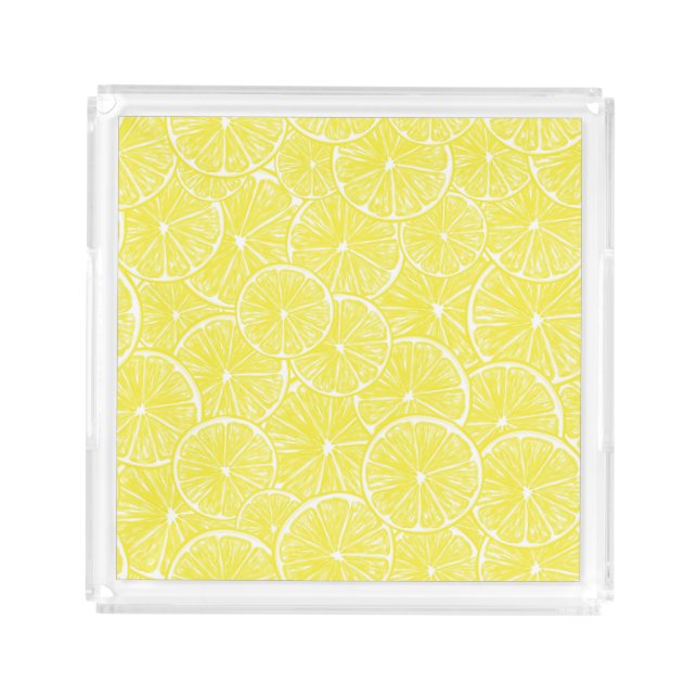 Lemon slices pattern design acrylic tray (Front)