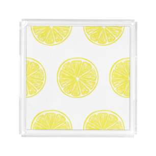 Lemon slices pattern design acrylic tray