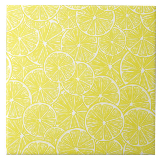Lemon slices pattern design ceramic tile (Front)