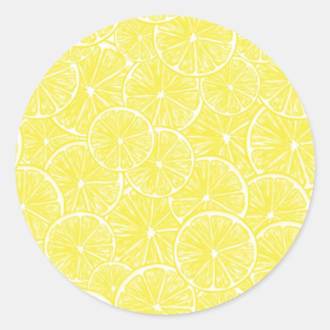 Lemon slices pattern design classic round sticker (Front)