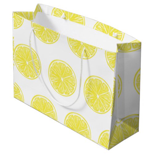 Lemon slices pattern design large gift bag