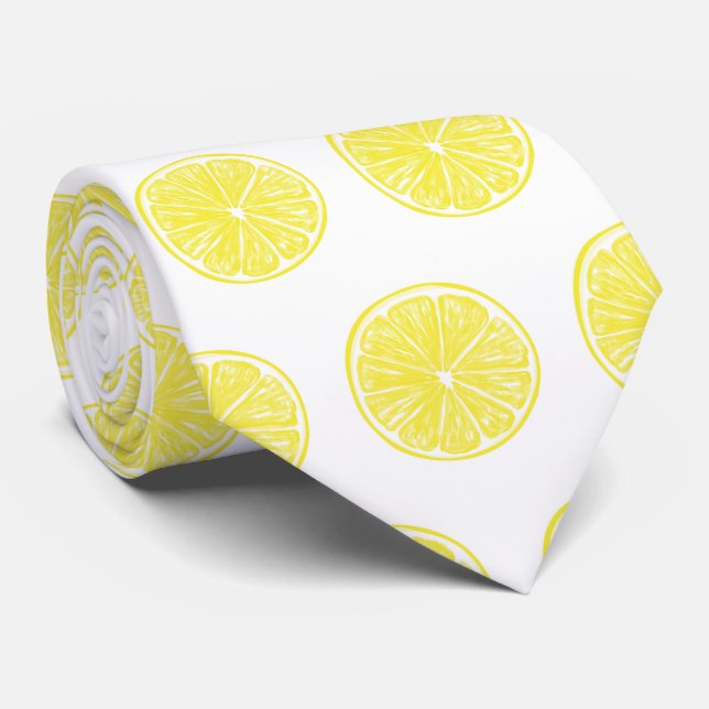 Lemon slices pattern design neck tie (Rolled)