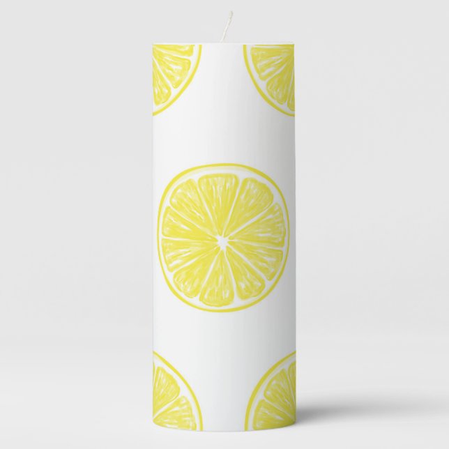 Lemon slices pattern design pillar candle (Front)