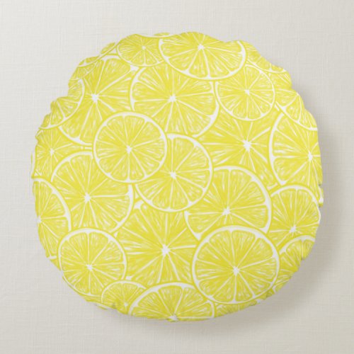 Lemon slices pattern design round pillow