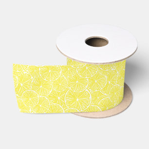 Lemon slices pattern design satin ribbon