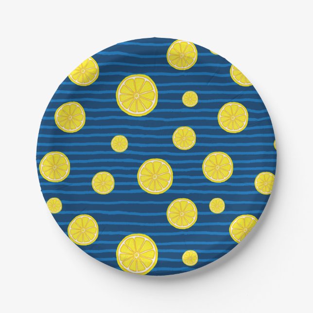 Lemon slices pattern paper plates (Front)