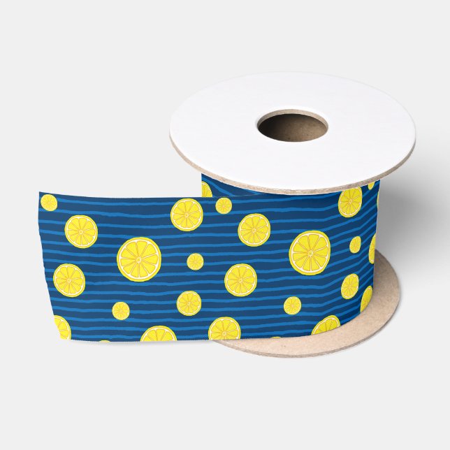 Lemon slices pattern satin ribbon (Spool)