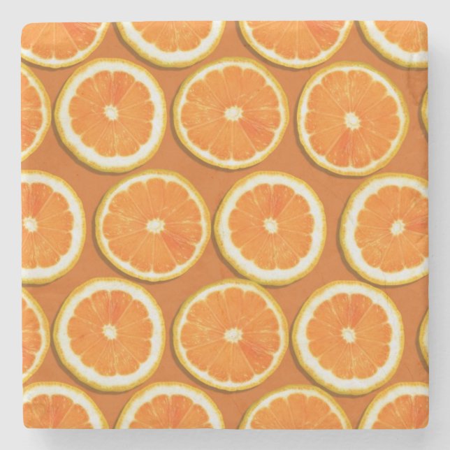Lemon Slices Pattern Stone Coaster (Front)