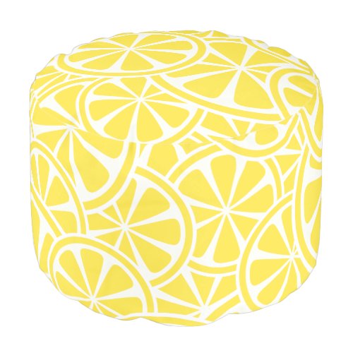 Lemon Slices Pattern Yellow Summer Pouf