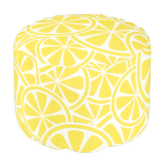 Lemon Slices Pattern Yellow Summer Pouf