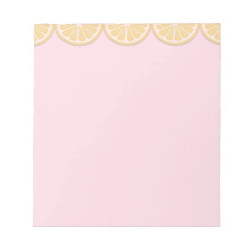 Lemon Slices Pink Unlined Notepad