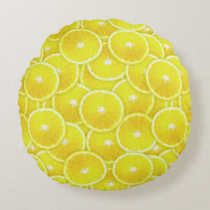 Lemon slices round pillow