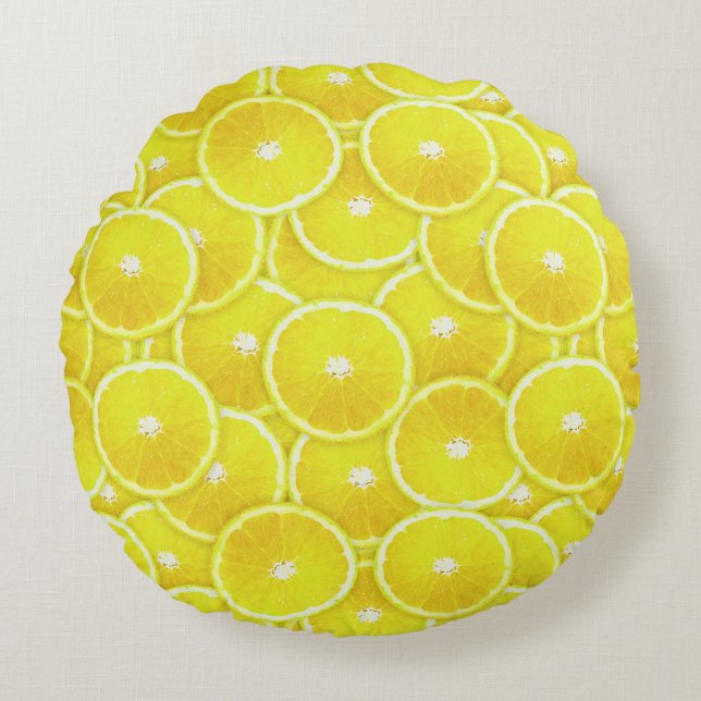 Lemon slices round pillow (Front)