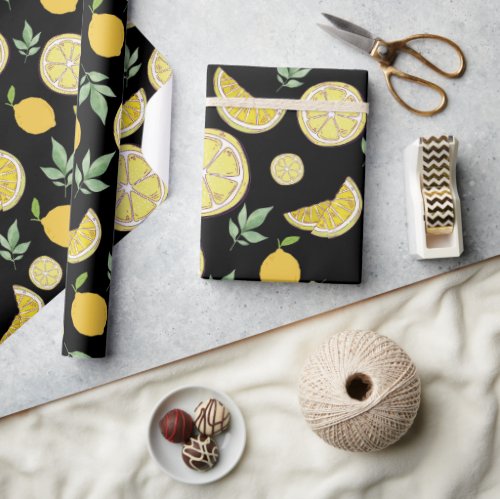 Lemon Slices Seamless Pattern Wrapping Paper