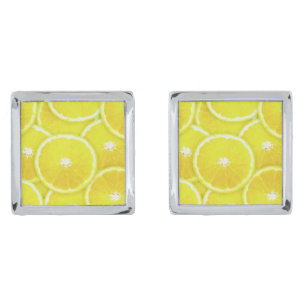 Lemon slices silver cufflinks