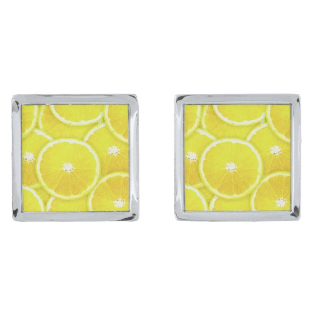 Lemon slices silver cufflinks (Front)