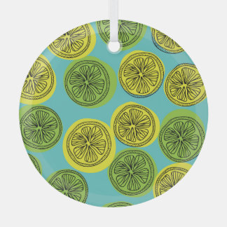 Lemon slices vintage illustration. glass ornament