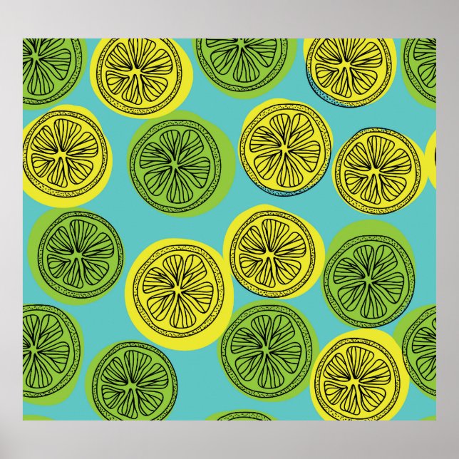 Lemon slices vintage illustration. poster (Front)