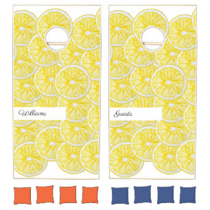 Lemon Slices Watercolor Art Personalized Cornhole Set