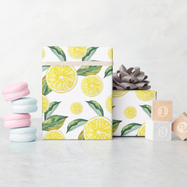 Lemon Slices Watercolor Art Wrapping Paper (Baby Shower)