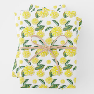 Lemon Slices Watercolor Art Wrapping Paper Sheets