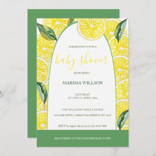 Lemon Slices Watercolor Hand_painted Invitation